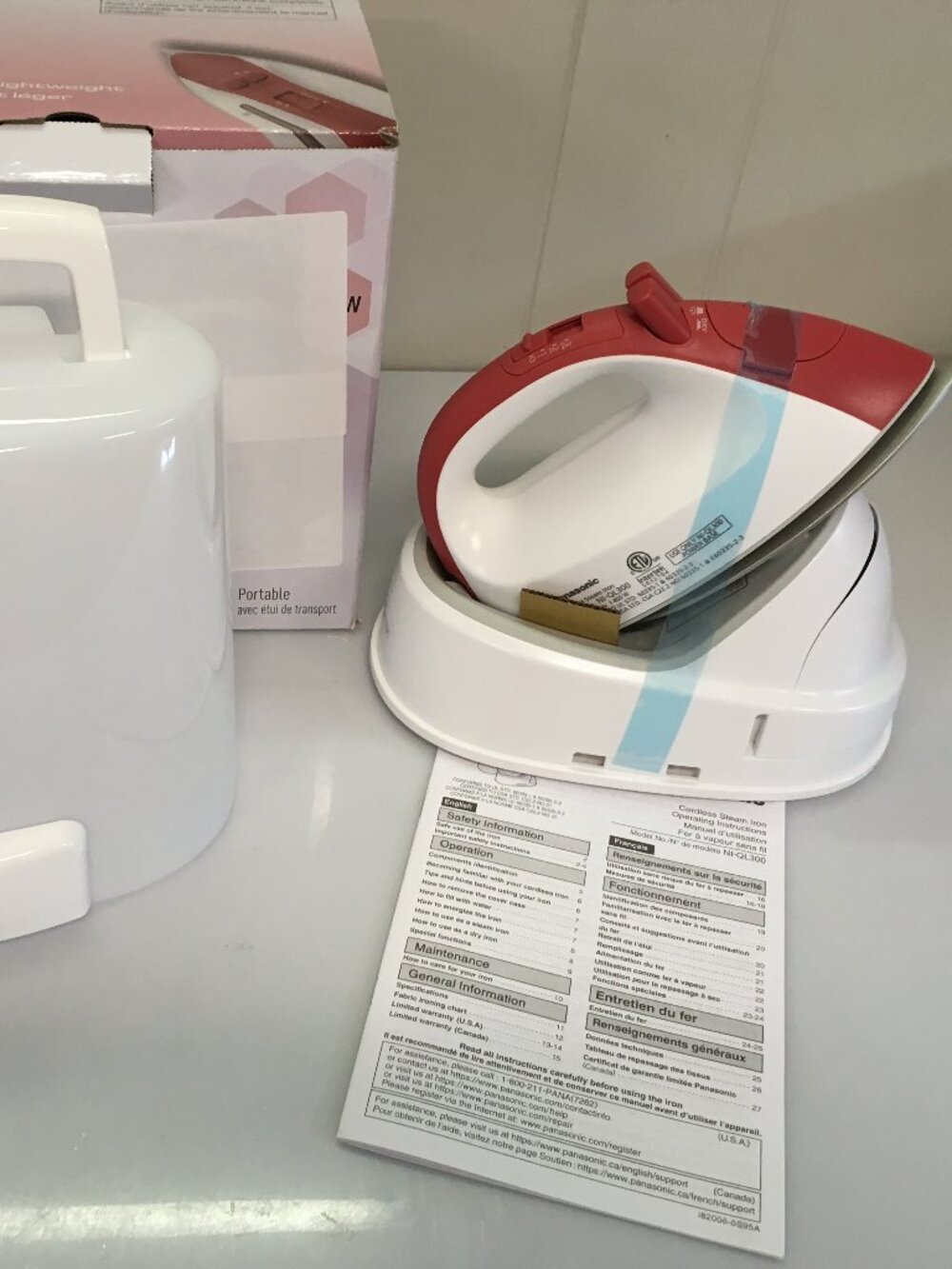 New in Box: Panasonic NI-QL300R Mini Cordless Steam & Dry Iron Red